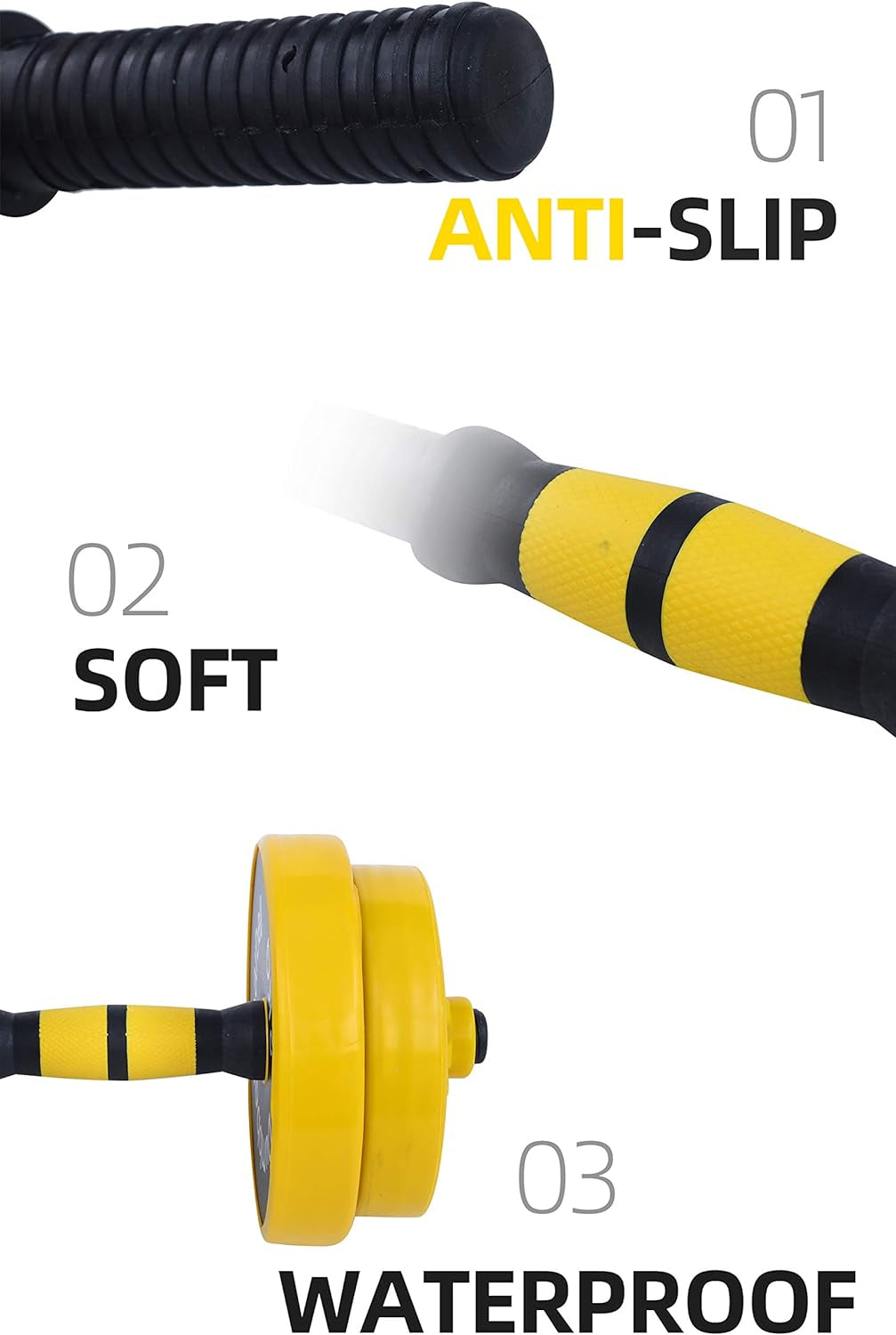 Professional Weights Set: 3-in-1 Adjustable Dumbbells, Kettlebells, and Barbell Weight Set (20-40-50-70LB) with Non-Slip Design for Versatile Use
