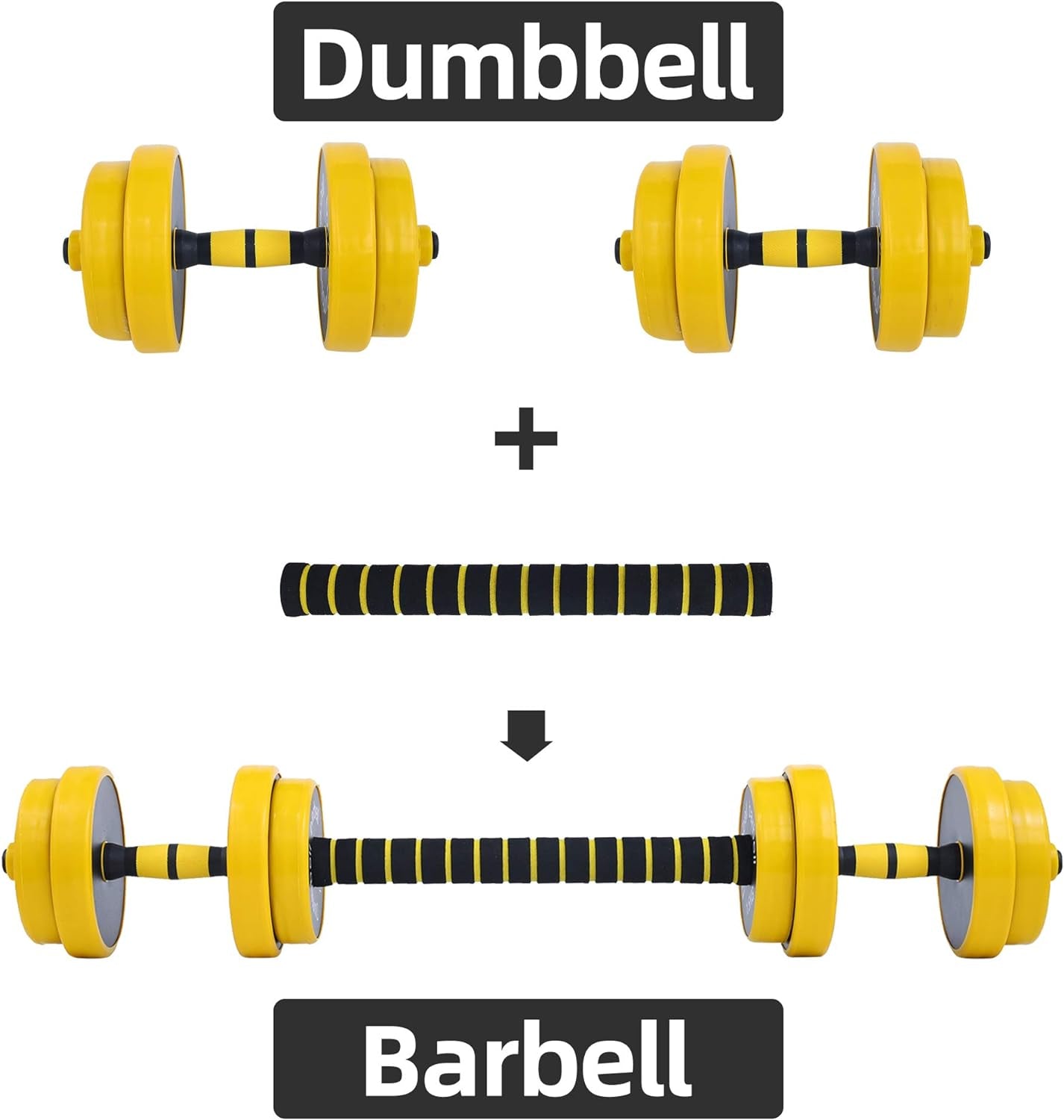 Professional Weights Set: 3-in-1 Adjustable Dumbbells, Kettlebells, and Barbell Weight Set (20-40-50-70LB) with Non-Slip Design for Versatile Use