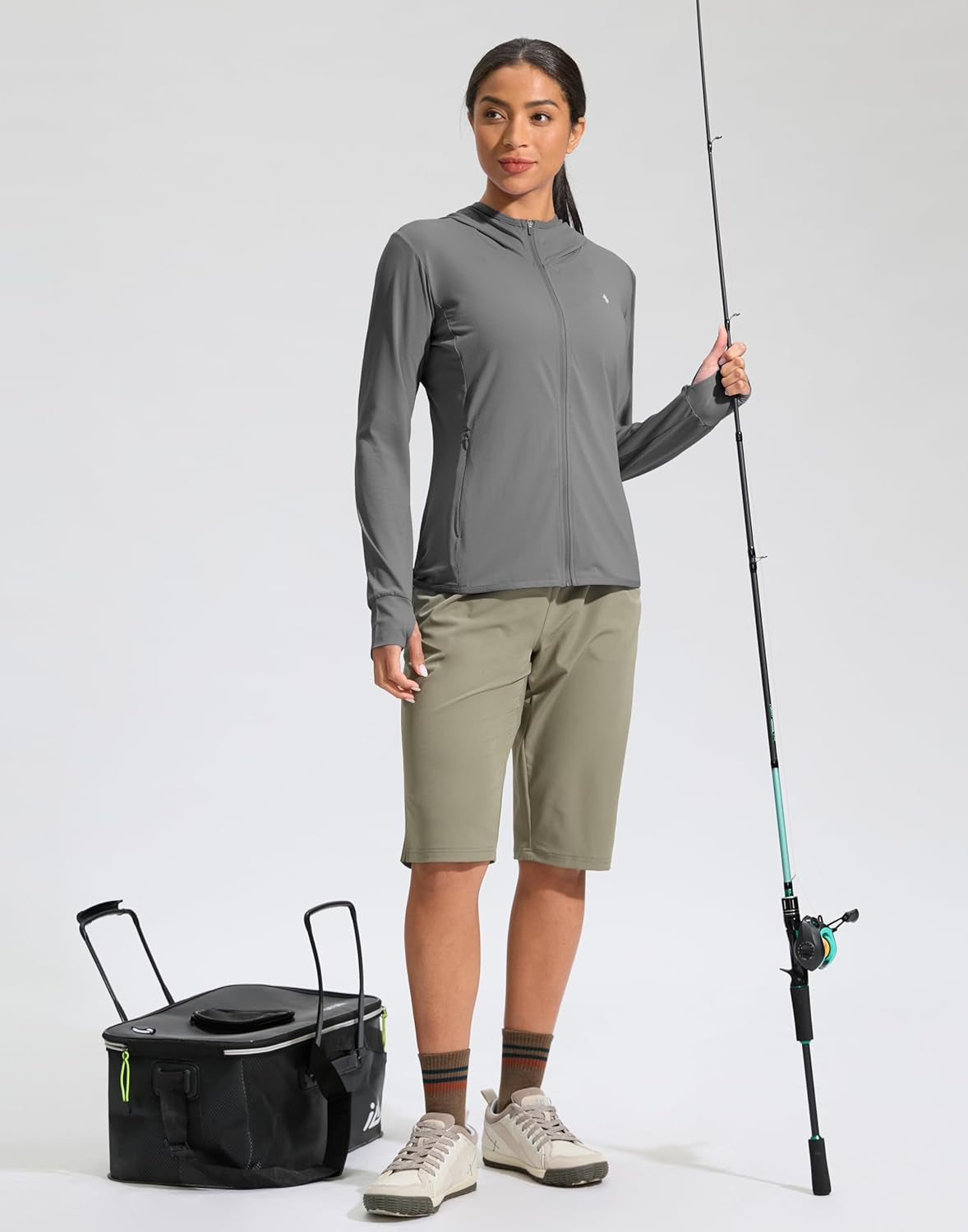 Women's Lightweight Long Sleeve UPF 50+ Sun Protection Hoodie Jacket with Pocket for Outdoor Hiking